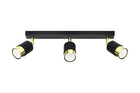 Plafond NERO 3 negro/oro + 3x bombilla LED GU-10 4000K Fría 7W 630lm