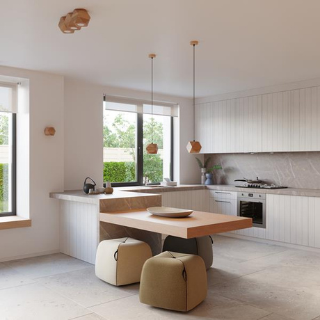 Plafond WOODY 1 madera natural + 1x bombilla LED GU-10 3000K Cálida 7W 620lm