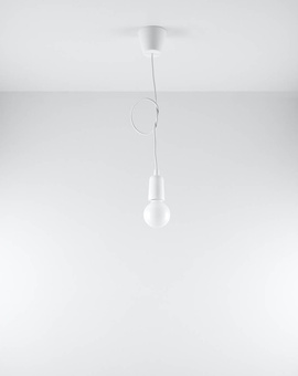 DIEGO 1 lámpara colgante blanca + 1x bombilla LED E27 3000K Cálida 7,5W 620lm