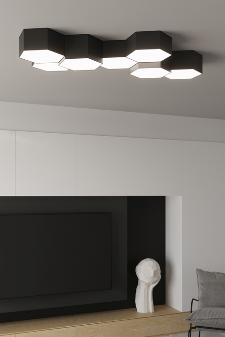 Plafond SUNDE 13 negro + 2x bombilla LED E27 3000K Cálida 7,5W 620lm