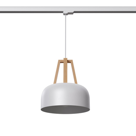 Lámpara colgante CASCO blanco/madera natural E27 4000K 7,5W 690lm