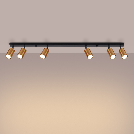 WINX Plafón 6L negro/cobre + 6x bombilla LED GU-10 4000K Frío 7W 530lm