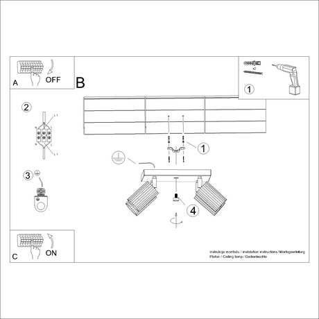 Lámpara de techo KARBON 4 taupe