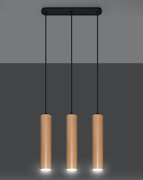 LINO 3 lámpara colgante de madera natural + 3x GU-10 4000K fría 7W 630lm bombilla LED