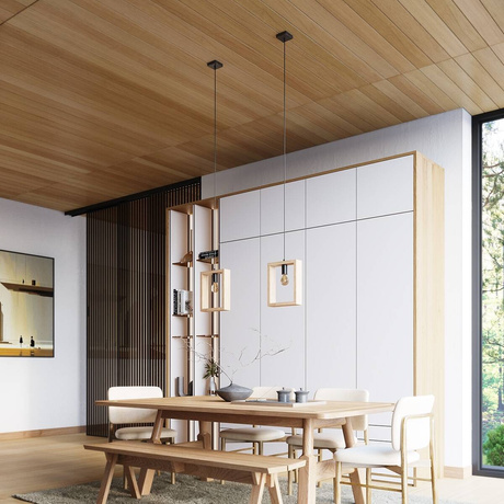 Lámpara colgante ARIES madera natural + 1x bombilla LED E27 3000K Cálida 7,5W 620lm
