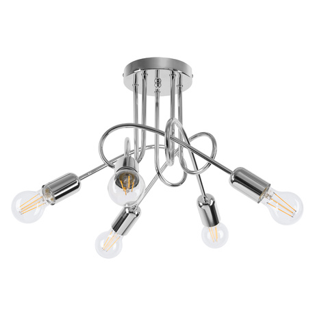 Lámpara de araña SUPEŁ 5 cromada + 3X bombilla LED E27 3000K Cálida 7,5W 620lm