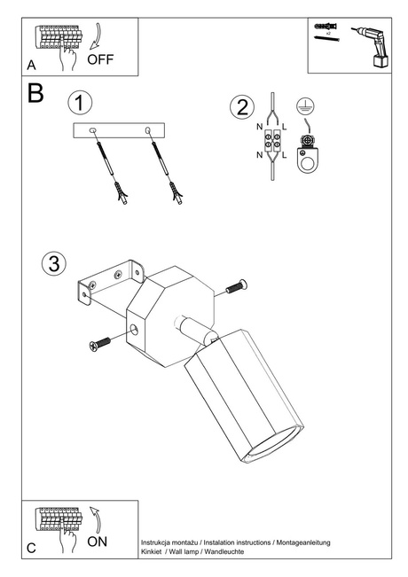 Aplique ZEKE roble + 1x bombilla LED GU-10 3000K Cálida 7W 620lm