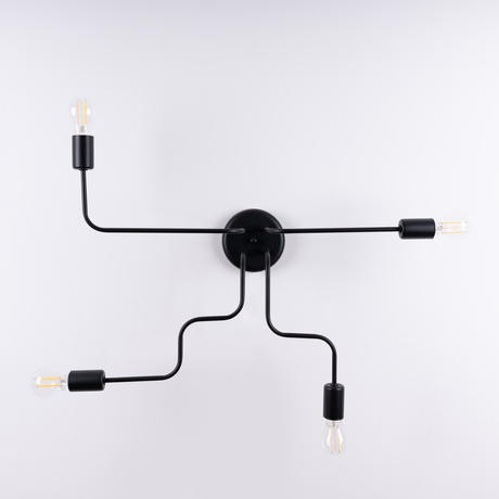 Lámpara de araña VECTOR 4 negra + 4X bombilla LED E27 3000K 7W 760lm