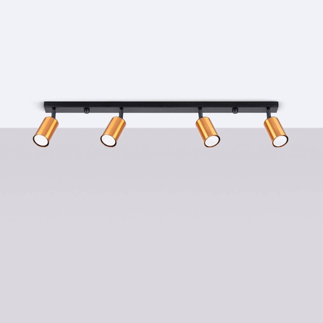 WINX Plafón 4L negro/cobre + 4x bombilla LED GU-10 4000K Frío 7W 530lm