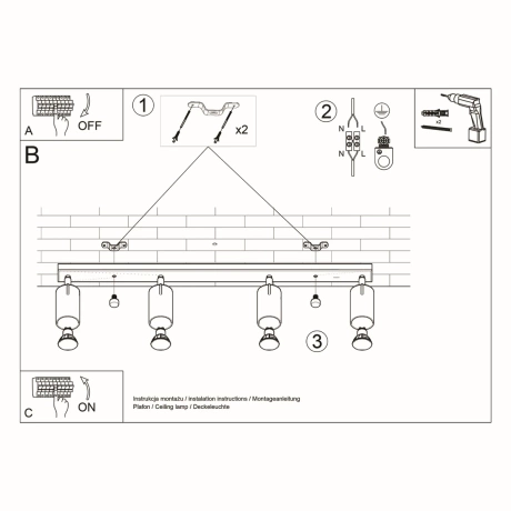 Plafón RING 4L blanco
