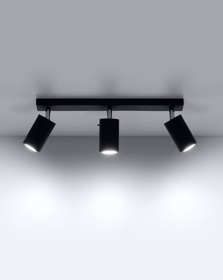 Plafond RING 3L negro +3x Bombilla LED GU-10 3000K Cálida 7W 620lm