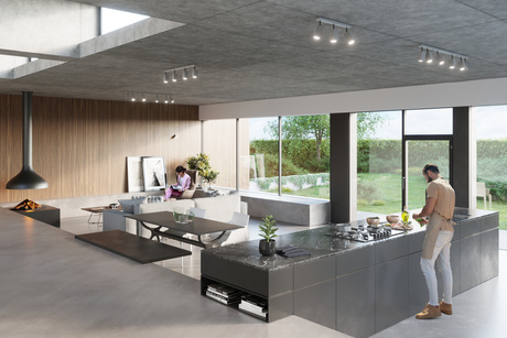 Plafond MERIDA 6L gris + 6x Bombilla LED GU-10 3000K Cálida 7W 620lm