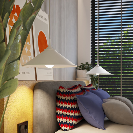 Lámpara colgante ZUMA blanca + 1x bombilla LED E27 4000K Frío 7,5W 690lm