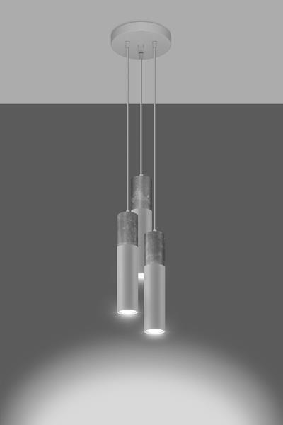 BORGIO 3P lámpara colgante blanco + 3x bombilla LED GU-10 4000K Fría 7W 630lm