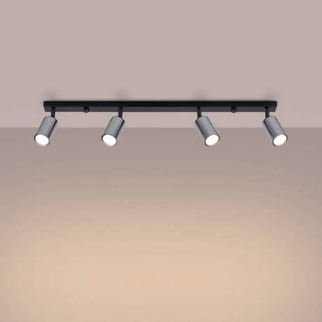 WINX Plafón 4L negro/cromo + 4x bombilla LED GU-10 4000K Frío 7W 530lm