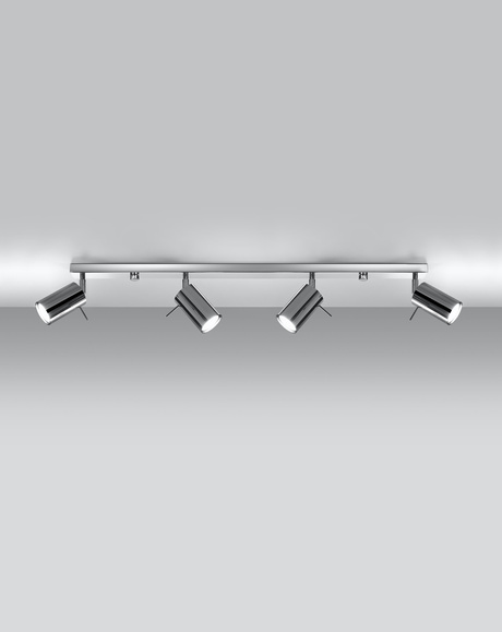 Plafond RING 4L cromado + 4x bombilla LED GU-10 3000K Cálida 7W 620lm