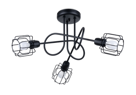 Lámpara BELUCI 3S negra + 3 bombillas LED E14 4000K Fría 7,5W 680lm