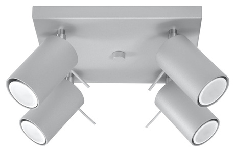 Plafond RING 4 Gris + 4x Bombilla LED GU-10 3000K Cálida 7W 620lm