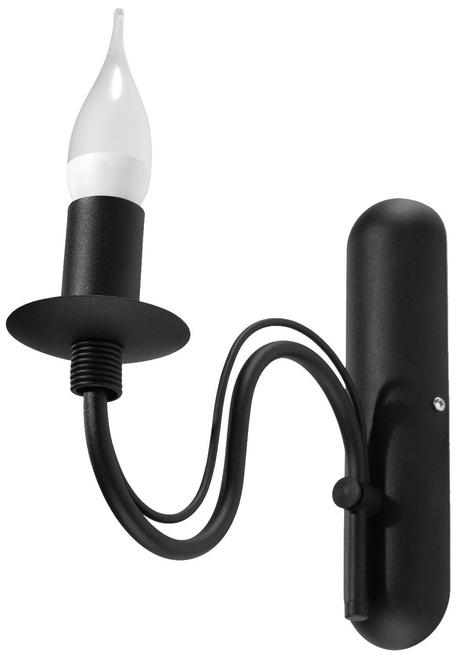 Aplique MINERWA negro + 1x bombilla LED E14 4000K Fría 7,5W 650lm