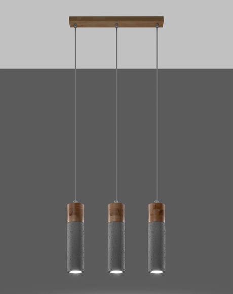 ZANE 3 lámpara colgante gris + 3 bombillas LED GU-10 3000K Warm 7W 620lm