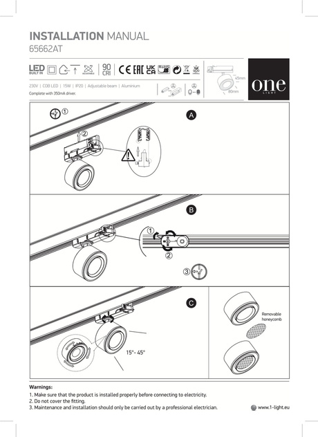 GLIM negro LED 3000K 15W 1500lm