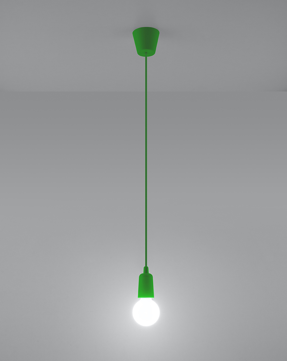 DIEGO 1 lámpara colgante verde + 1x bombilla LED E27 3000K Cálida 7,5W 620lm