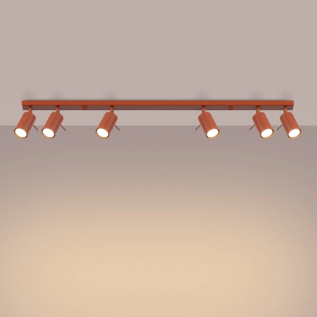 Plafón RING 6L rojo ocre