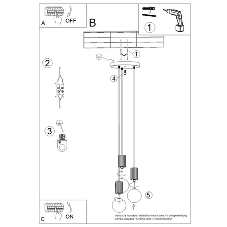 Lámpara colgante HALO 3P melocotón