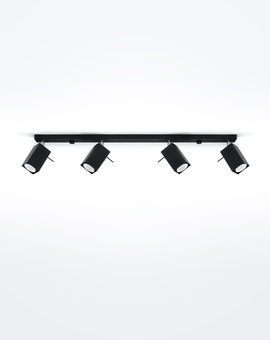 Plafond MERIDA 4L negro + 4x Bombilla LED GU-10 3000K Cálida 7W 620lm