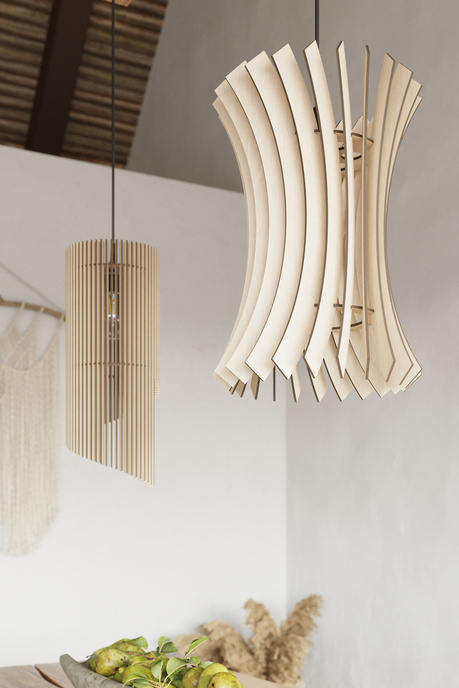 Lámpara colgante ALEXIA madera natural +1x bombilla LED E27 4000K Fría 7,5W 650lm