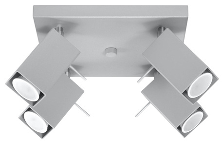 Plafond MERIDA 4 gris + 4x Bombilla LED GU-10 4000K Fría 7W 630lm