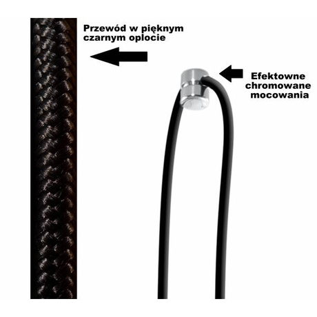 Lámpara colgante EDISON 1 LONG negra + 1x bombilla LED E27 4000K Fría 7,5W 650lm