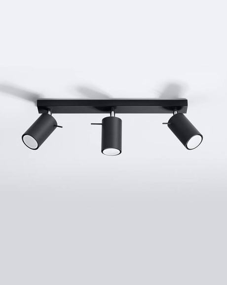 Plafond RING 3L negro +3x Bombilla LED GU-10 3000K Cálida 7W 620lm