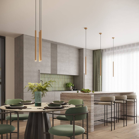 Lámpara colgante ARCHE 3P oro + 3x bombilla LED G9 3000K Cálida 4,5W 450lm