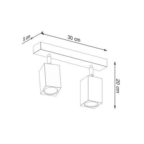 Plafond KEKE 2 roble + 2x bombilla LED GU-10 4000K Fría 7W 630lm