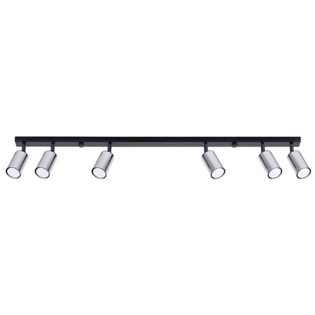 WINX Plafón 6L negro/cromo + 6x bombilla LED GU-10 3000K Cálido 7W 510lm