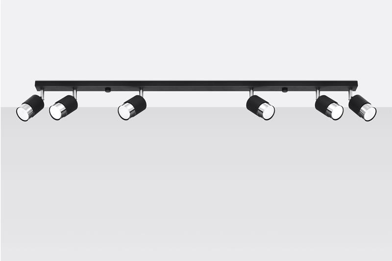 Plafond NERO 6 negro/cromo + 6x bombilla LED GU-10 3000K Cálido 7W 620lm