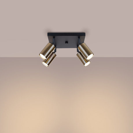 WINX 4 Plafón negro/oro +4x bombilla LED GU-10 4000K Frío 7W 530lm