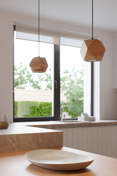 Plafond WOODY 1 madera natural + 1x bombilla LED GU-10 3000K Cálida 7W 620lm