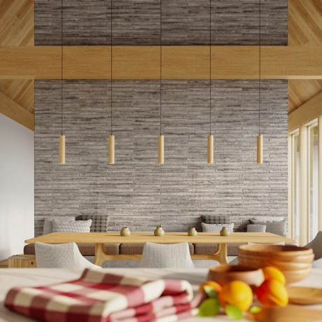 Lámpara colgante LINO 3 madera