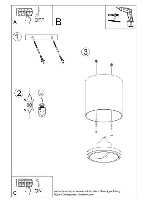 Plafond TIUBE gris + 1x bombilla LED GU10 AR111 3000K Cálida 12W 800lm