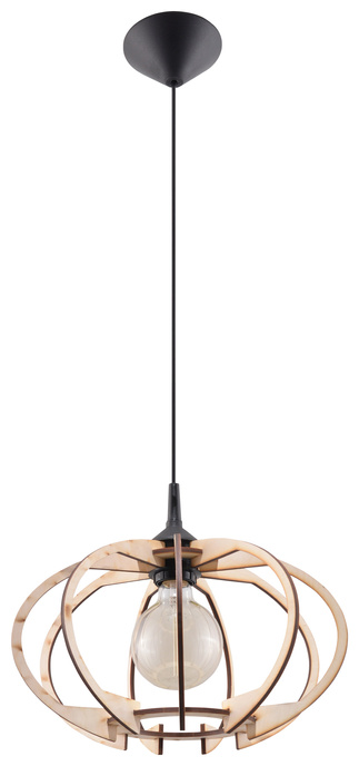 MANDELINO lámpara colgante madera natural + 1x bombilla LED E27 3000K cálida 7.5W 620lm