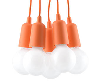 DIEGO 5 lámpara colgante naranja + 5x bombilla LED E27 3000K Cálida 7,5W 620lm