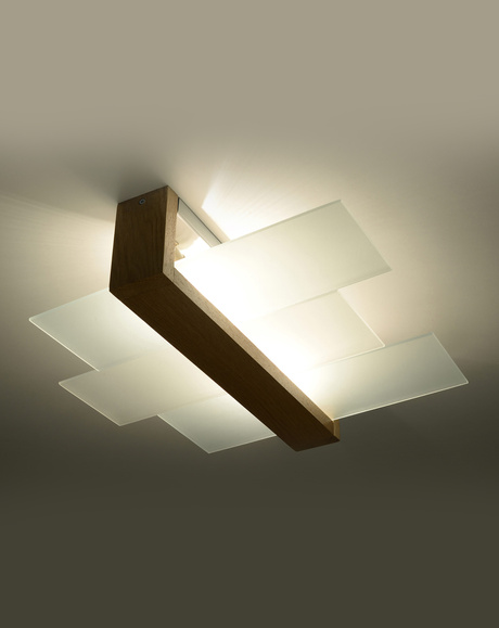 Plafond FENIKS 2 madera natural + 2x bombilla LED E27 3000K Cálida 7,5W 620lm