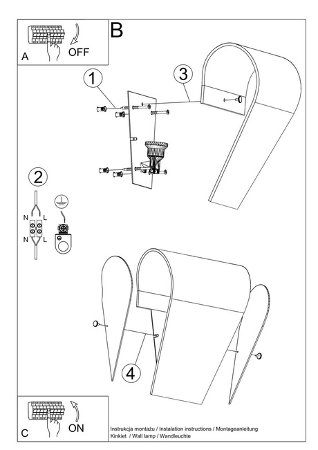 Aplique CLINO 1 + 1x bombilla LED E27 4000K Fría 7,5W 650lm