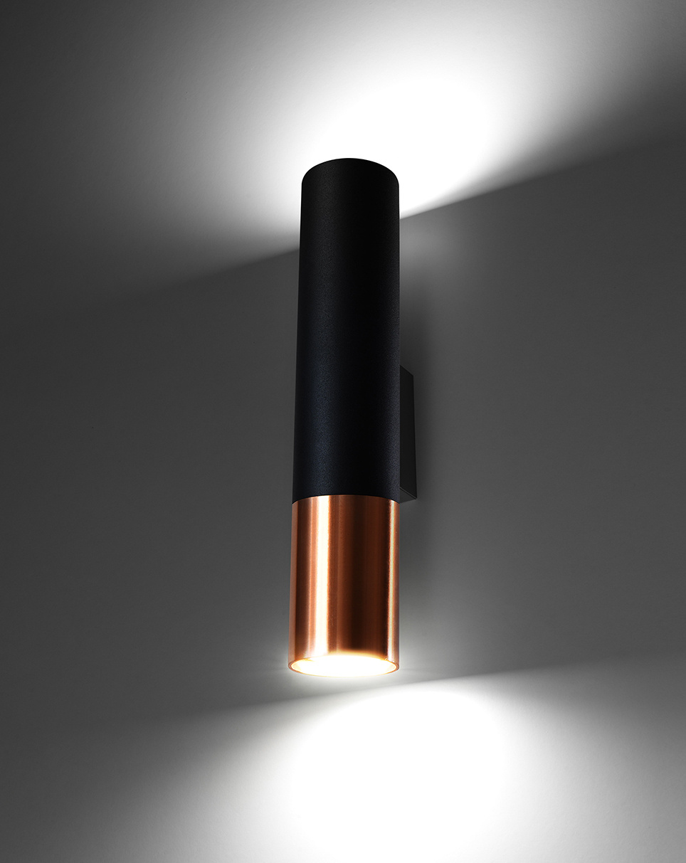 Aplique LOOPEZ negro/cobre + 2x bombilla LED GU-10 4000K Fría 7W 630lm