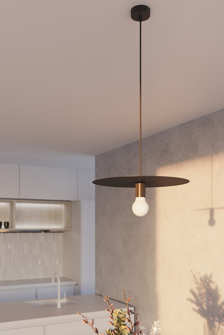 Lámpara colgante FLAVIO negra + 1x bombilla LED E27 3000K Cálida 7,5W 620lm