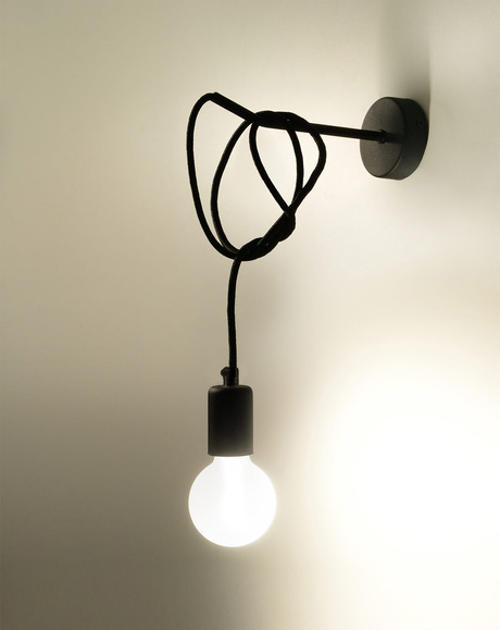 Aplique EDISON negro + 1x bombilla LED E27 4000K Fría 7,5W 650lm