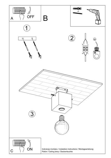 Plafond ARIZ hormigón + 1x bombilla LED E27 4000K Fría 7,5W 650lm