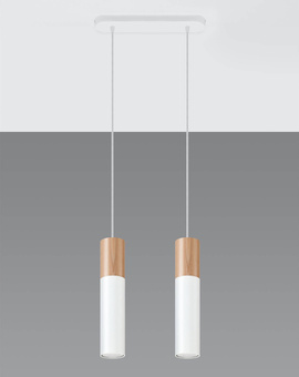 PABLO 2 lámpara colgante blanco + 2x GU-10 3000K Cálido 7W Bombilla LED 620lm
